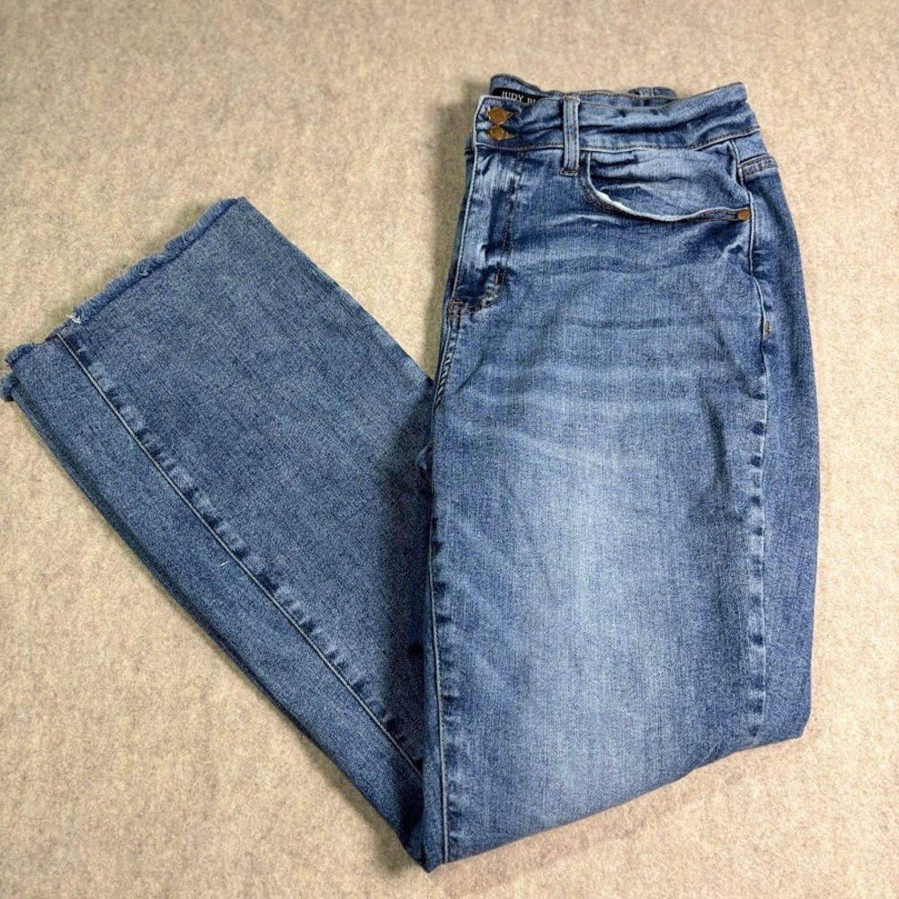 Judy Blue Flare Jeans Womens 16W Blue Denim High Rise Raw Hem Stretch Boho